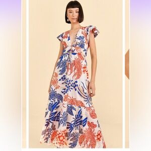 Farm Rio midi dress in Mixed Lobsters print. Size M